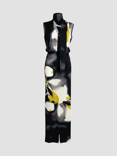 Silvia Tcherassi Cody Scarf-neck Floral Sleeveless Maxi Dress In Animal Print