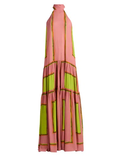 Silvia Tcherassi Women's Dorelia Geometric Halterneck Maxi Dress In Multi