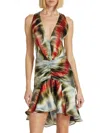 Silvia Tcherassi Women's Elettra Ruched Asymmetric Minidress In Sage Multi