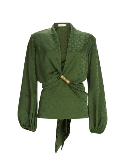 Silvia Tcherassi Women's Elvie Jacquard Blouse In Green