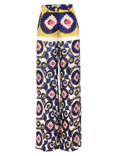 Silvia Tcherassi Women's Emine Mosaic Print Silk Pants In Multi