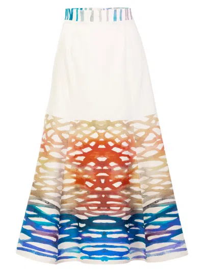 Silvia Tcherassi Women's Erin Coral Printed Cotton Midi-skirt