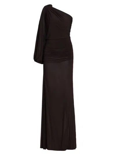 Silvia Tcherassi Women's Farah One-shoulder Ruched Maxi Dress In Brown