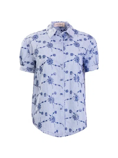 Silvia Tcherassi Women's Ileana Floral-embroidered Poplin Blouse