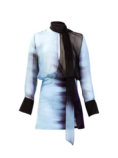 Silvia Tcherassi Women's Imelda Drapeneck Semi-sheer Minidress In Blue