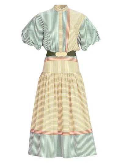 Silvia Tcherassi Women's Jil Striped Midi-shirtdress