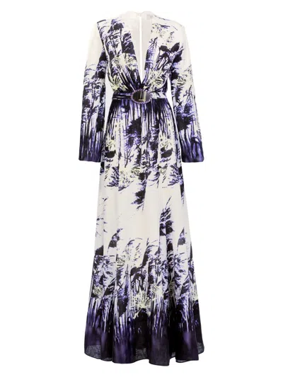 Silvia Tcherassi Women's Kady Palm-printed Linen Maxi Dress