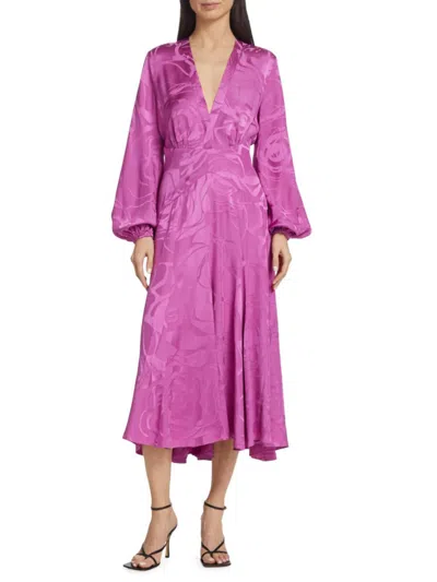 Silvia Tcherassi Women's Kathryn Balloon-sleeve Midi-dress In Magenta