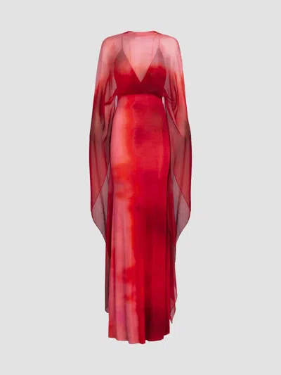 Silvia Tcherassi Women's Kendra Printed Silk-blend Chiffon Maxi Dress In Rouge Degrade