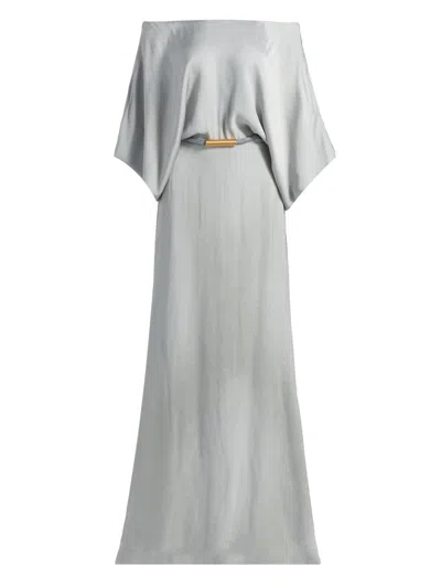 Silvia Tcherassi Women's Lorella Off-the-shoulder Belted Maxi Dress In Silver