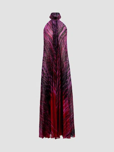 Silvia Tcherassi Women's Lucia Printed Chiffon Halter Maxi Dress In Abstract Plum
