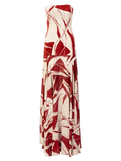 Silvia Tcherassi Women's Muriel Printed Strapless Crepe Maxi Dress