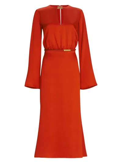 Silvia Tcherassi Women's Pesaro Cut-out Satin Midi-dress In Orange