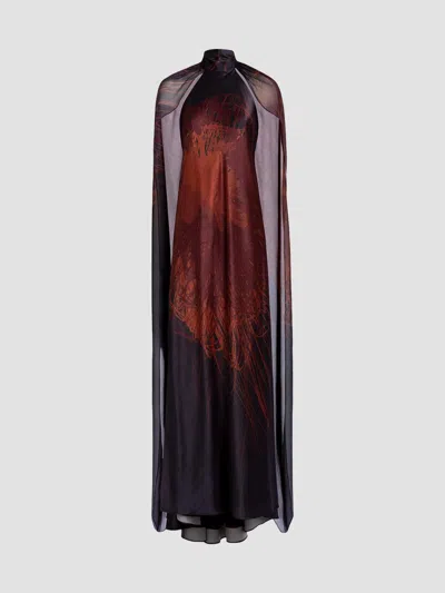Silvia Tcherassi Women's Sabina Cape Halter Maxi Dress In Navy