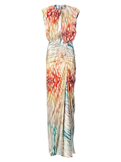 Silvia Tcherassi Women's Samaira Coral Print Silk Gown