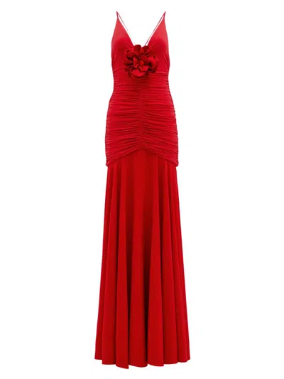 Silvia Tcherassi Women's Sana Ruched Dropped Waist Gown In Red