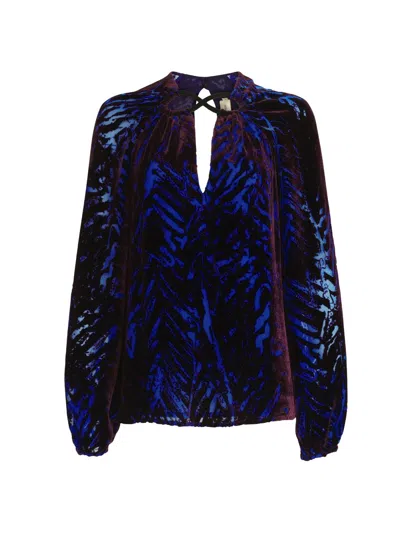 Silvia Tcherassi Women's Ximena Animal-pattern Velvet Blouse
