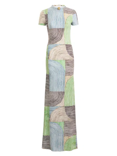Silvia Tcherassi Women's Yara Printed Necklace-collar T-shirt Maxi Dress
