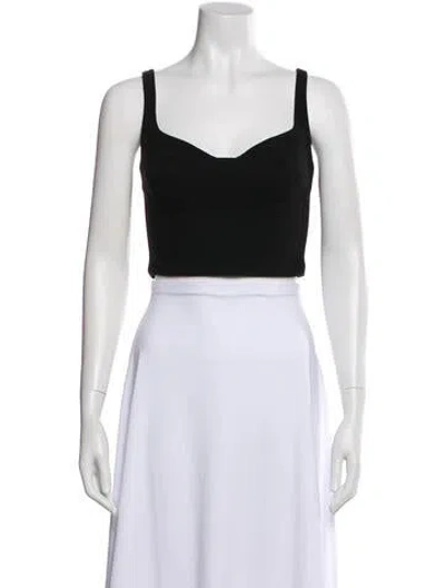 Pre-owned Silvia Tcherassi Wool Square Neckline Crop Top In Black