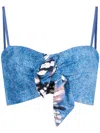 Silvia Tcherassi Wotton Printed Crop Top In Blue