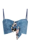 Silvia Tcherassi Wotton Printed Crop Top In Blue