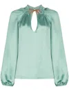Silvia Tcherassi Ximena Silk Cut-out Blouse In Blue