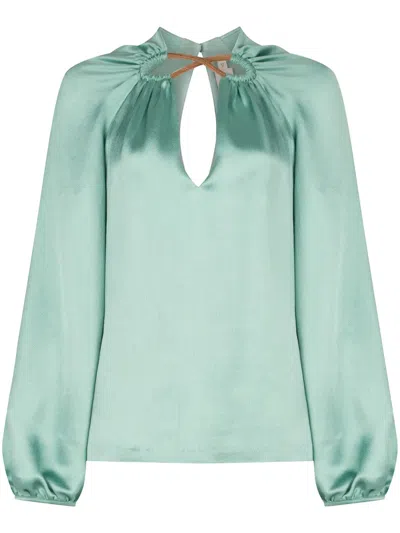 Silvia Tcherassi Ximena Silk Cut-out Blouse In Blue