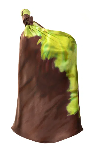 Silvia Tcherassi Yanet Abstract Silk Top In Brown