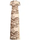 Silvia Tcherassi Yara Printed Gown In Neutrals