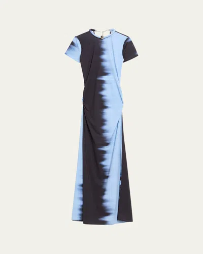 Silvia Tcherassi Yara Tie-dye Short-sleeve Maxi Dress In Blue