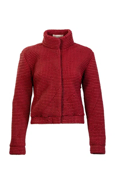 Silvia Tcherassi Zalta Jacquard Jacket In Red