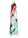 Silvia Tcherassi Zeffa Silk Halter Maxi Dress In Multi