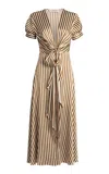 Silvia Tcherassi Zila Tie-detailed Silk Midi Dress In Brown