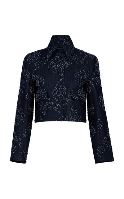 Silvia Tcherassi Zulma Cotton-blend Jacket In Navy