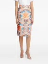 Silvian Heach Abstract-print Midi Skirt In Brown