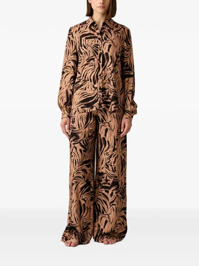 Silvian Heach Abstract-print Shirt And Trousers Set In Brown