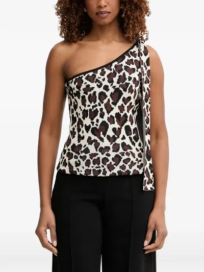 Silvian Heach Animal-print One-shoulder Top In Multi