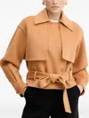 Silvian Heach Belted Buttoned Jacket In Neutral