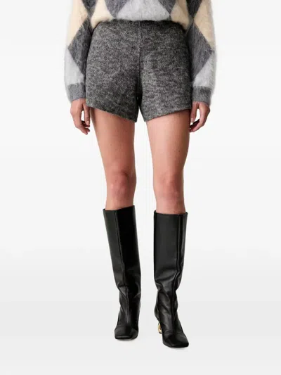 Silvian Heach Brushed-effect High-waist Shorts In Grey