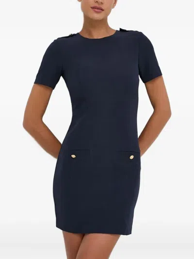 Silvian Heach Button-detailed Short-sleeve Dress In Blue