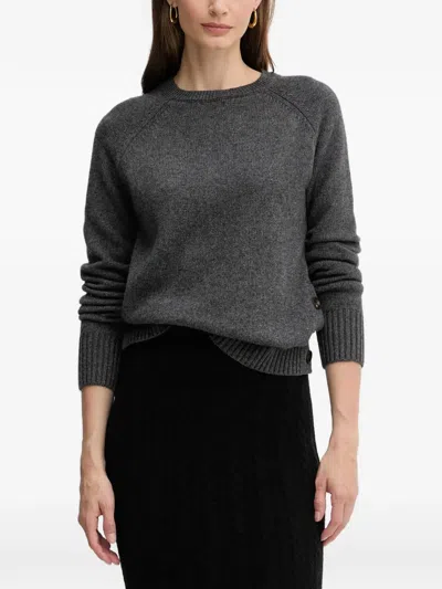 Silvian Heach Button-detail Raglan-sleeve Sweater In Gray