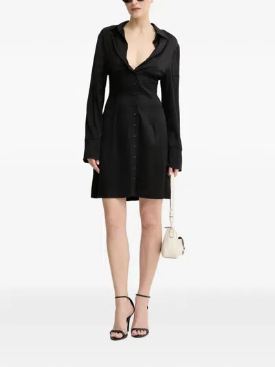 Silvian Heach Button-down Shirt Mini Dress In Black