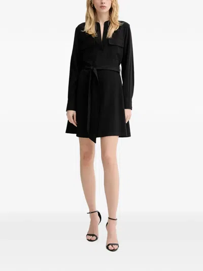 Silvian Heach Buttoned V-neck Dress In Black