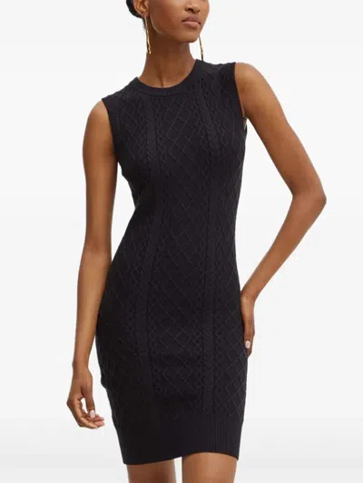 Silvian Heach Cable-knit Sleeveless Mini Dress In Black