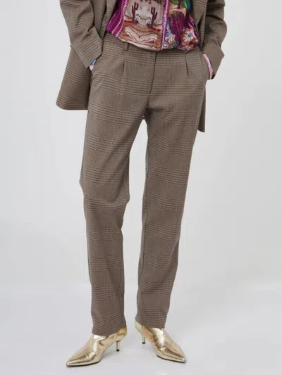Silvian Heach Checked Pants In Beige