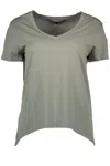 Silvian Heach Chic V-neck Green Tee With Logo Detailing
