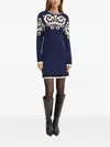 Silvian Heach Damask-embellishment Mini Dress In Blue
