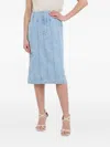 Silvian Heach Denim Panelled Midi Straight Skirt In Blue
