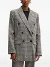 Silvian Heach Double-breasted Check Blazer In Gray