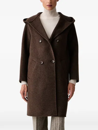 Silvian Heach Double-breasted Hooded Coat In Yellow